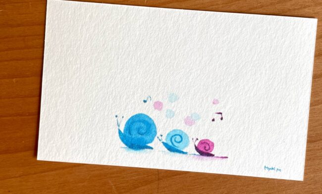 名刺サイズのカタツムリのイラストカード